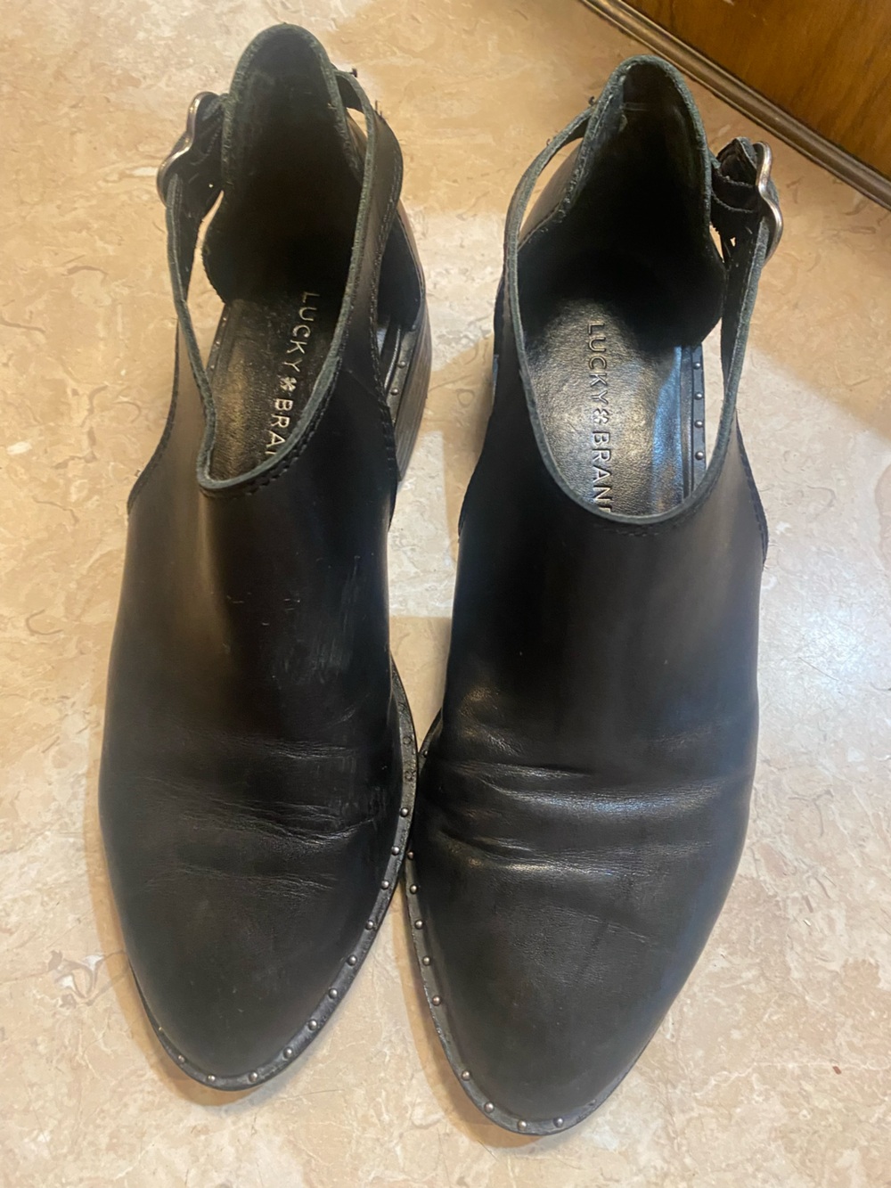 Lucky Brand Women's Black Leather Pointed Slingback Shoes